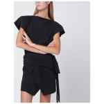ISABEL MARANT Black Sebani asymmetrical T-shirt