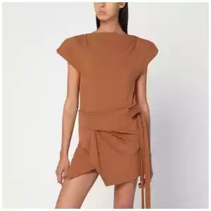 ISABEL MARANT Asymmetrical Sebani T-shirt in caramel colour