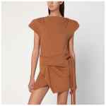 ISABEL MARANT Asymmetrical Sebani T-shirt in caramel colour