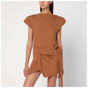ISABEL MARANT Asymmetrical Sebani T-shirt in caramel colour