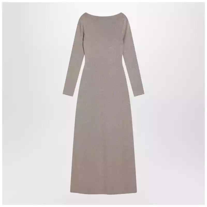 Max Mara Pianoforte Beige dress in viscose and lurex yarn