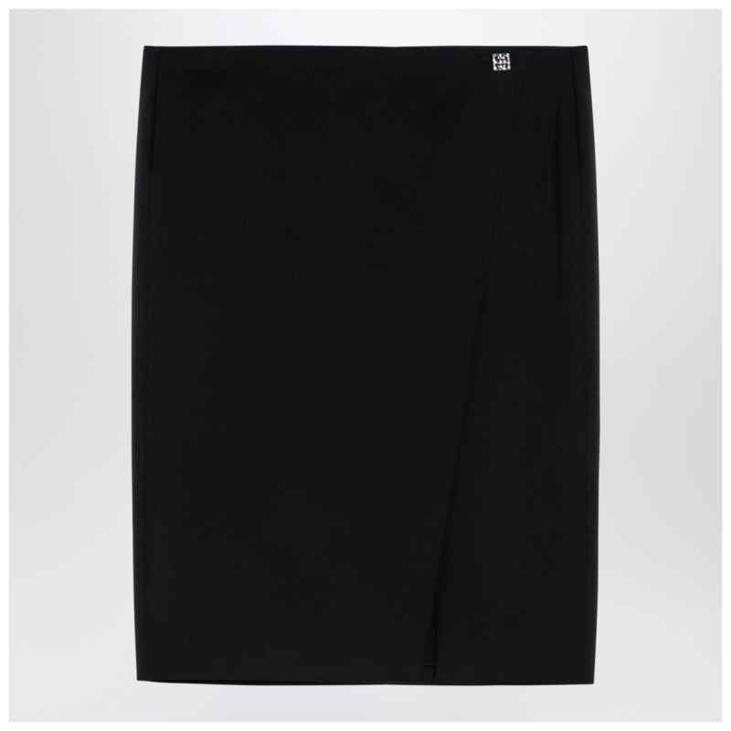 Givenchy Black wool skirt with metal button 4G, theFeinheit