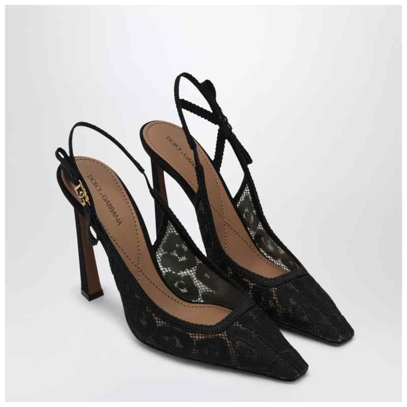 Dolce&Gabbana Black lace slingback with rhinestones, theFeinheit