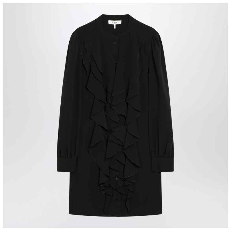 Chlo&eacute; Black ruffled dress in silk blend, theFeinheit