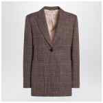 Chloé Single-breasted checked brown wool jacket