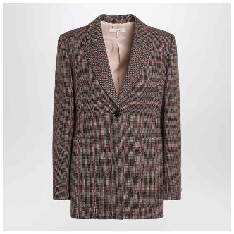Chlo&eacute; Single-breasted checked brown wool jacket, theFeinheit