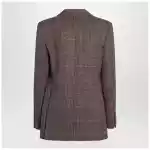 Chloé Single-breasted checked brown wool jacket
