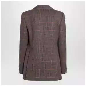 Chloé Single-breasted checked brown wool jacket