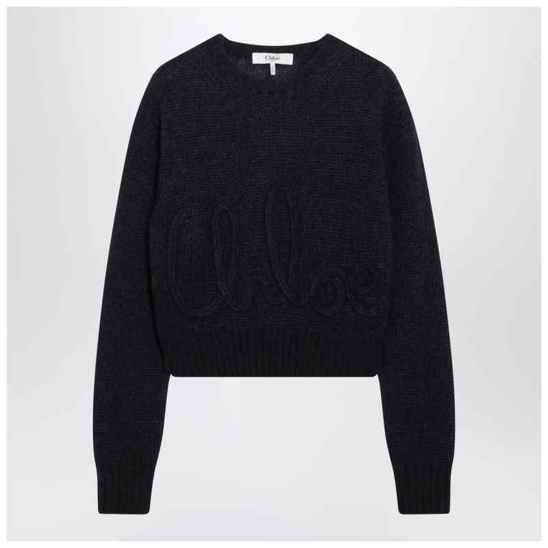 Chlo&eacute; Navy blue alpaca-blend sweater, theFeinheit
