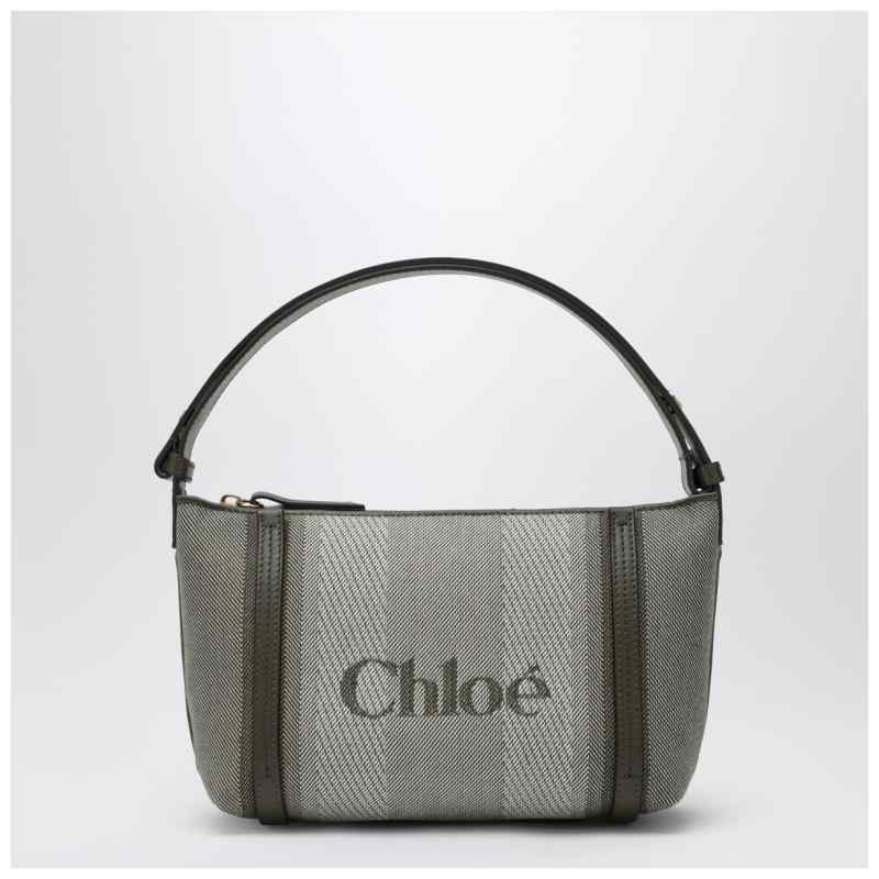 Dark green striped Chlo&eacute; Carry tote bag in canvas, theFeinheit