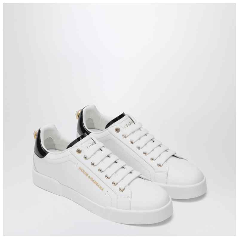 Dolce&Gabbana White/gold leather Portofino sneakers, theFeinheit
