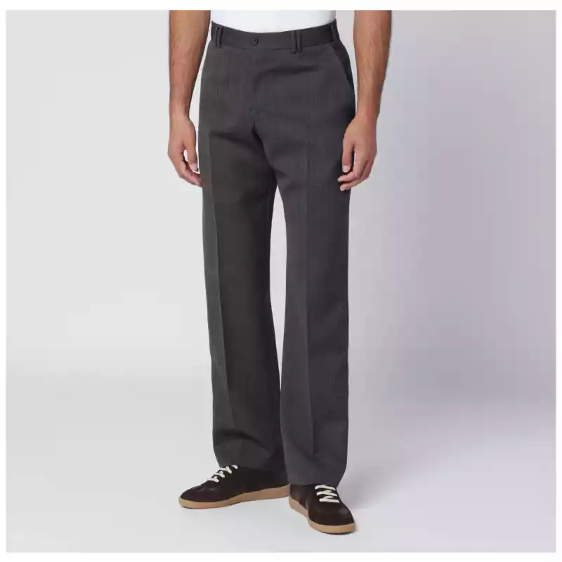 PT Torino Brown striped wool trousers