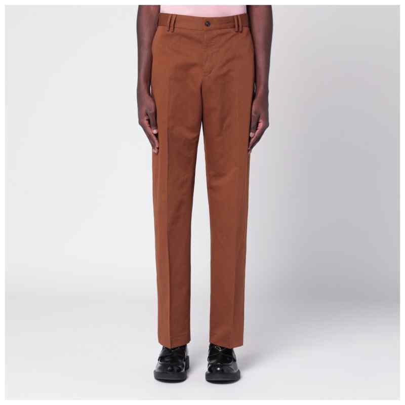 PT Torino Brown cotton and linen trousers, theFeinheit