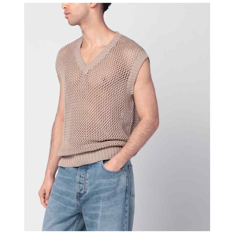 Tagliatore Perforated dove grey cotton waistcoat, theFeinheit