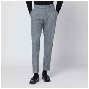 PT Torino Gray patterned wool and cashmere trousers