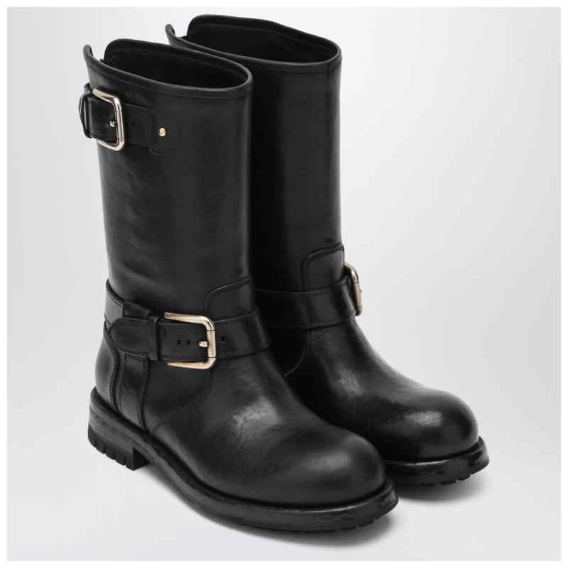 Dolce&Gabbana Black leather boot with buckles, theFeinheit