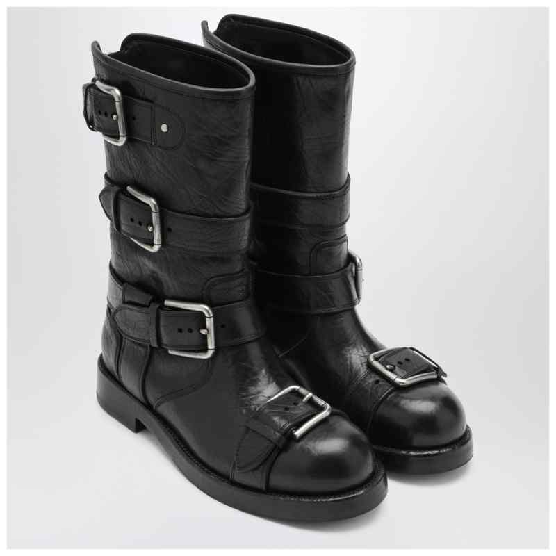 Dolce&Gabbana Black leather boots with straps, theFeinheit