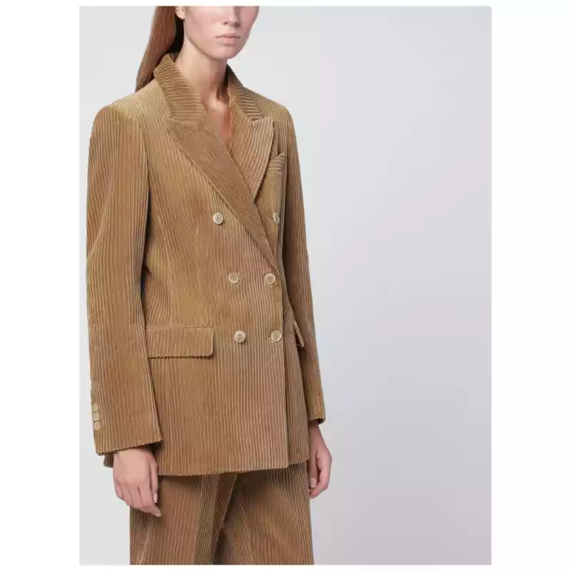 P.A.R.O.S.H. Camel-coloured ribbed velvet jacket