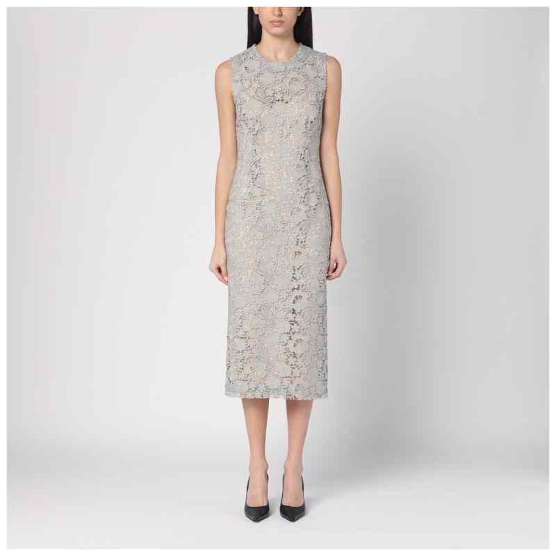 P.A.R.O.S.H. Light grey lace midi dress, theFeinheit