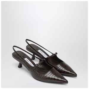 Jimmy Choo Didi 45 brown crocodile effect neckline