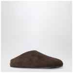 The Row Hudson brown suede and shearling mules