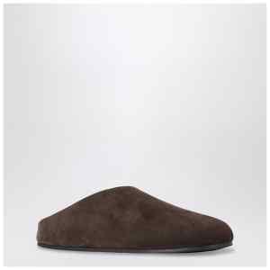 The Row Hudson brown suede and shearling mules