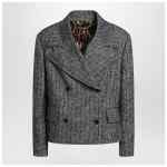 Dolce&Gabbana Dark grey short oversized striped jacket