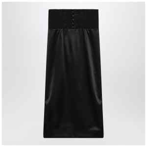 Dolce&Gabbana Black midi skirt with corset belt