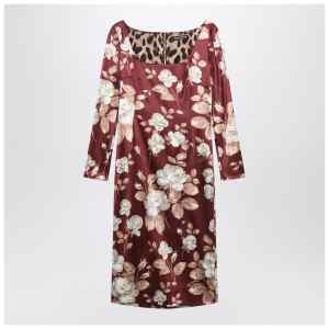 Dolce&Gabbana Burgundy satin dress with floral print