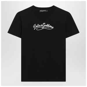 Dolce&Gabbana Black jersey T-shirt with embroidery