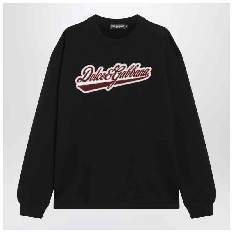 Dolce&Gabbana Black cotton sweatshirt with logo patch, theFeinheit