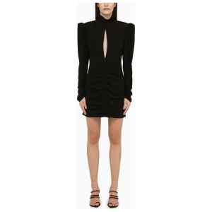 Alessandra Rich Black draped silk minidress