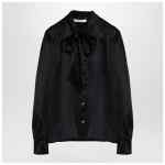 Alessandra Rich Black silk shirt with bow