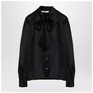 Alessandra Rich Black silk shirt with bow