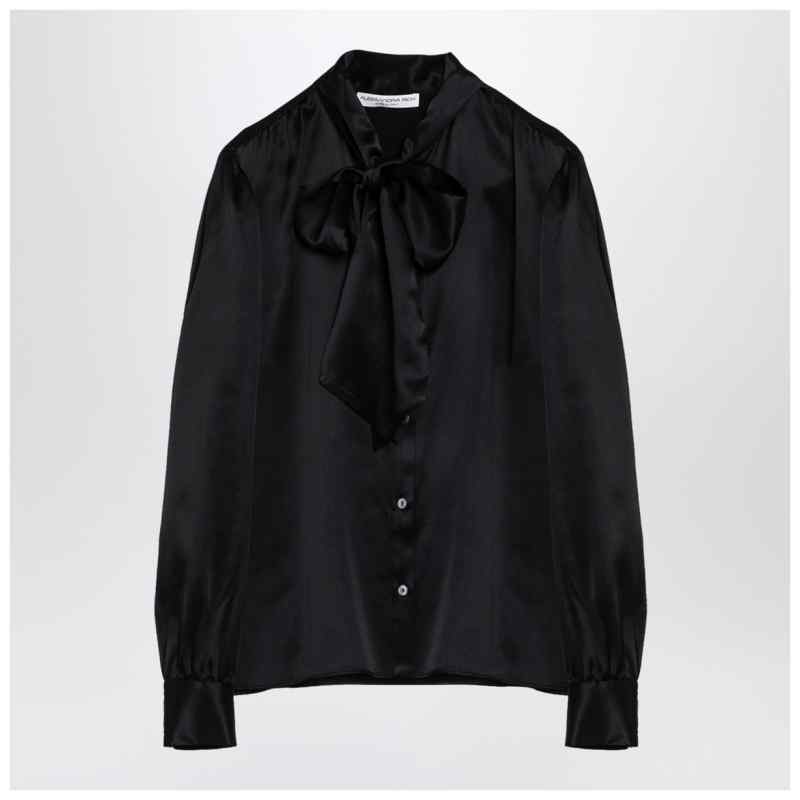 Alessandra Rich Black silk shirt with bow, theFeinheit