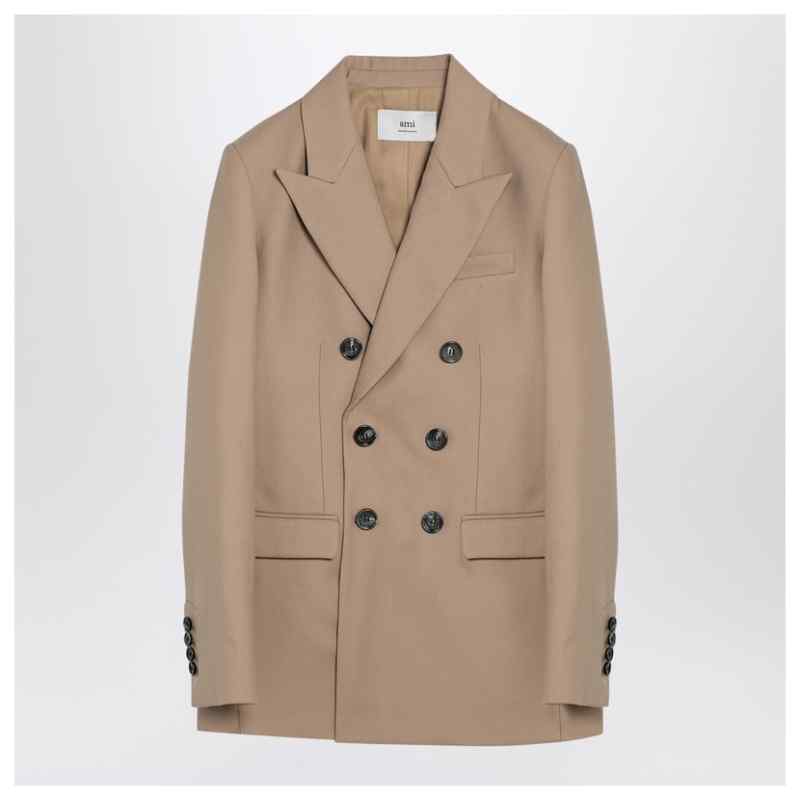 Ami Paris Sand-coloured double-breasted jacket in wool