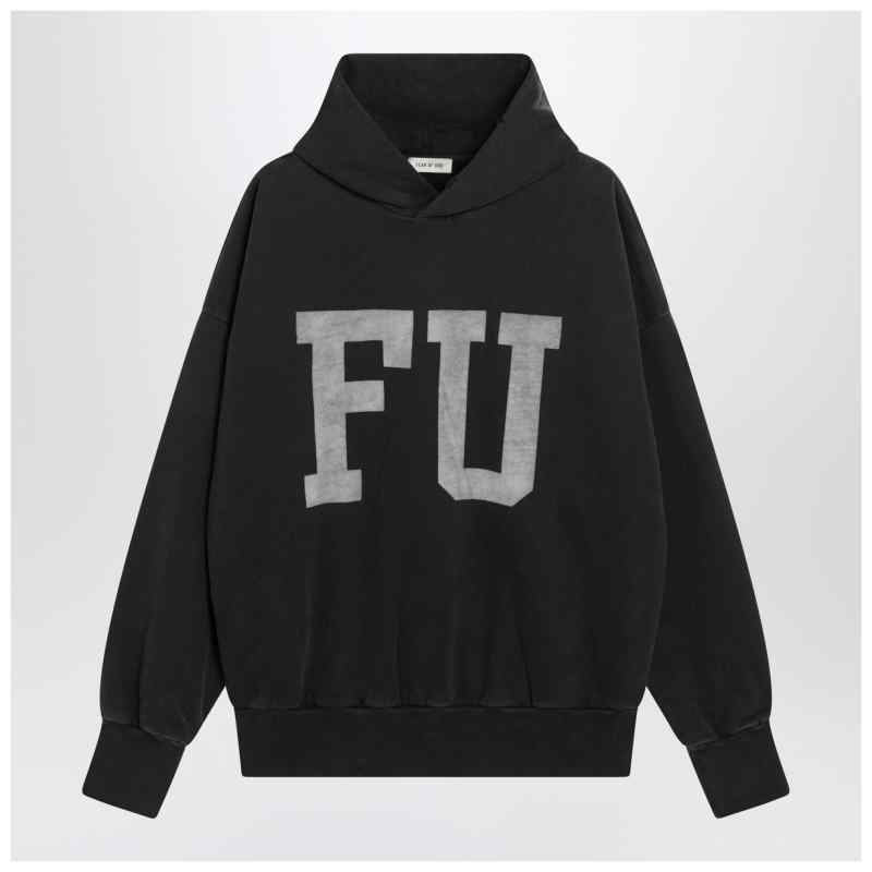 Fear of God Black vintage-effect FU hoodie, theFeinheit