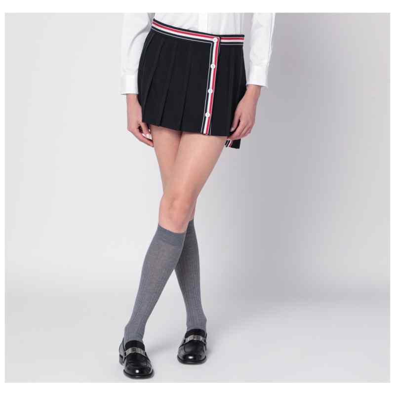 Thom Browne Black ruffled mini skirt in wool blend, theFeinheit