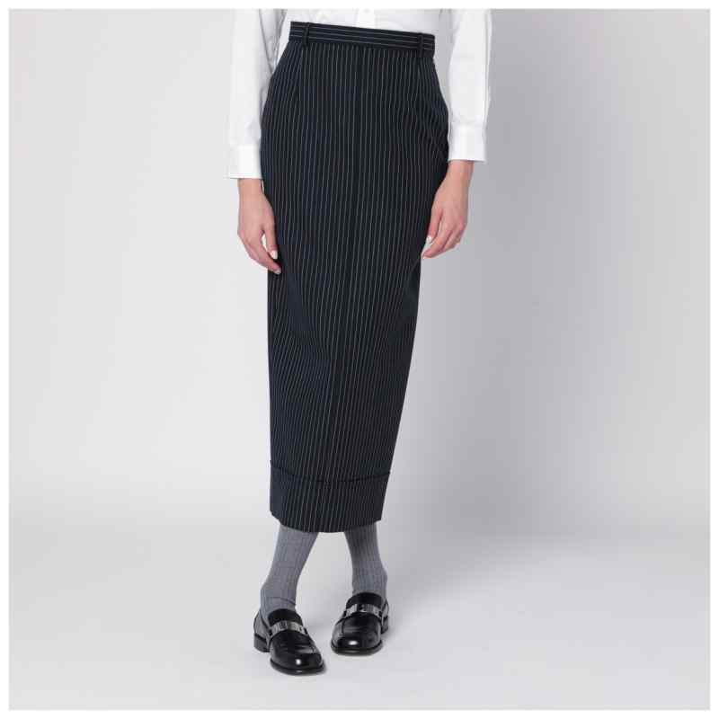 Thom Browne Navy blue pinstriped pencil skirt, theFeinheit