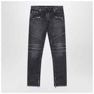 Balmain Grey washed slim biker jeans