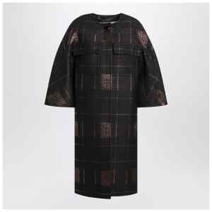 Max Mara Atelier Black cocoon coat in jacquard lamé
