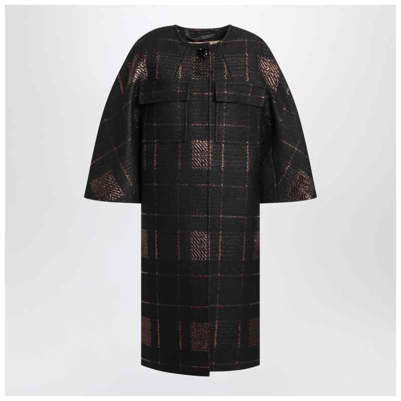 Max Mara Atelier Black cocoon coat in jacquard lam&eacute;, theFeinheit