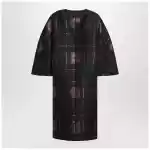 Max Mara Atelier Black cocoon coat in jacquard lamé