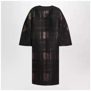 Max Mara Atelier Black cocoon coat in jacquard lamé