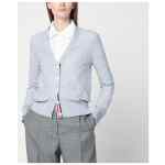 Thom Browne Light grey cardigan in cotton and silk