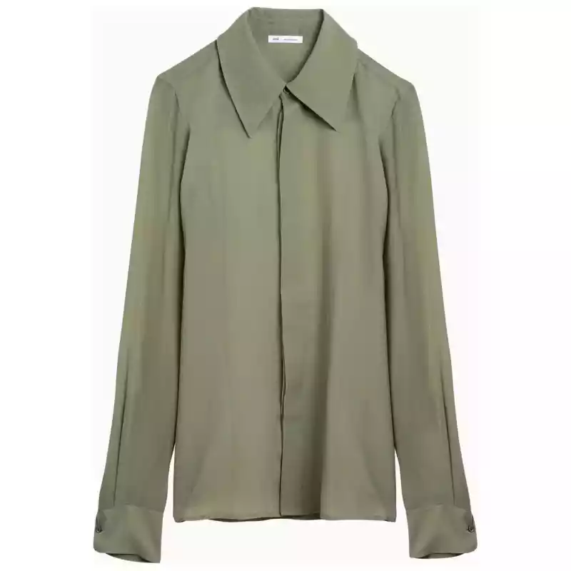 Ami Paris Olive green silk shirt
