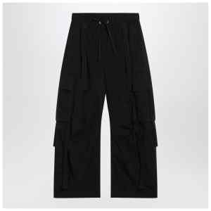 Dolce&Gabbana Black waxed faille cargo trousers