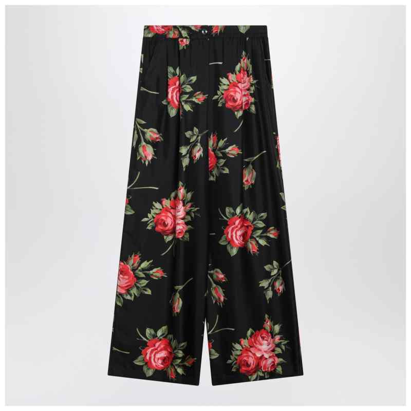Dolce&Gabbana Wide twill trousers with rose bouquet print, theFeinheit