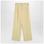 Ami Paris Wide lime-coloured wool trousers