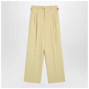 Ami Paris Wide lime-coloured wool trousers